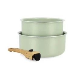 Lot de 2 casseroles en aluminium céladon Menastyl Colorama - Ø 16/18 cm