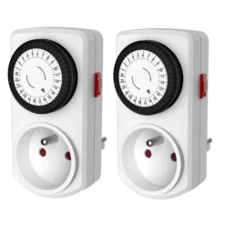 Lot de 2 mini programmateurs mécaniques journalier coloris blanc