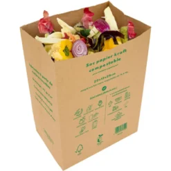 Lot de 10 sacs kraft 10 litres coloris marron 70 g/m² - 20 x 13 x 18 cm