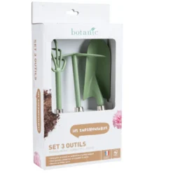 Lot d'outils à main pour le jardin coloris amande (transplantoir, serfouette, griffe) botanic® - 3 outils