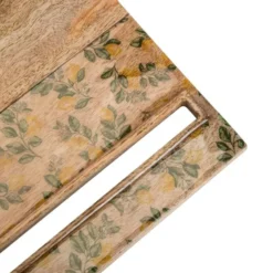 Lutrin en bois de manguier naturel avec décor citron émaillé – 33 x 25 x 16 cm