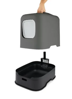Maison de toilette pour chat Biala en plastique recyclé coloris gris - taille XL