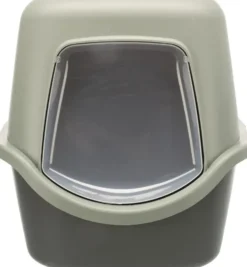 Maison de toilette pour chat coloris gris et vert avec couvercle recyclé Trixie Vico - 40 x 40 x 56 cm