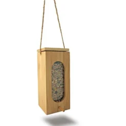 Mangeoire à graines coloris bois en bambou Closeau - 19 x 8 x 8 cm