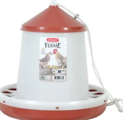 Mangeoire silo pour basse-cour en plastique coloris rouge Zolux Ma petite ferme - 4 kg