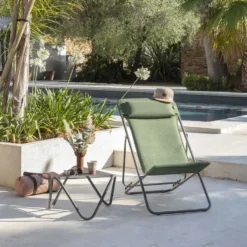 Maxi Transat BeComfort® tube titane olive Lafuma Mobilier - 62 x 83 x 94 cm