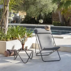 Maxi Transat BeComfort® tube titane silver Lafuma Mobilier - 62 x 83 x 94 cm