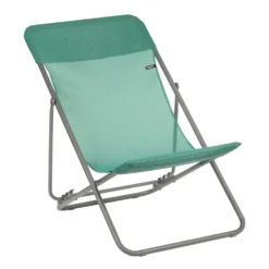 Maxi transat en tube acier et toile Batyline vert chlorophylle Lafuma - 62 x 83 x 94 cm