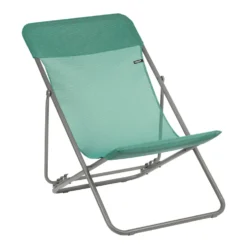 Maxi transat en tube acier et toile Batyline vert chlorophylle Lafuma - 62 x 83 x 94 cm