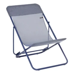 Maxi transat en tube acier et toile Batyline bleu indigo Lafuma Colorblock- 62 x 83 x 94 cm