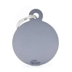 Médaille basic grand cercle pour chien en aluminium gris