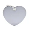 Médaille basic grand cœur pour chien en aluminium gris