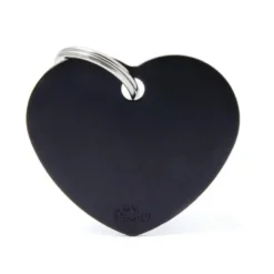 Médaille basic grand cœur pour chien en aluminium noir