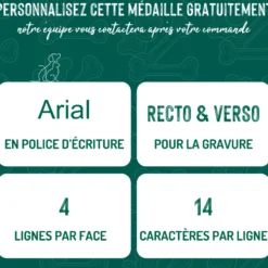 Médaille basic grand cœur pour chien en aluminium noir