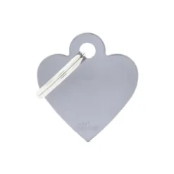 Médaille basic petit cœur pour chien en aluminium gris