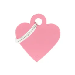 Médaille basic petit cœur pour chien en aluminium rose