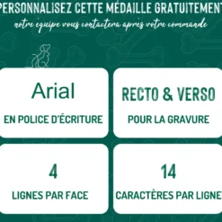 Médaille basic petit os pour chien en laiton doré