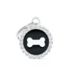 Médaille glam petit cercle noir avec os