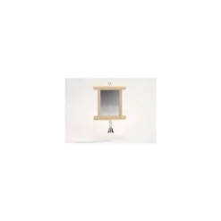 Miroir en bois pour oiseaux avec cloche 10,5x10 cm