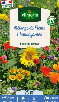 Mélange de fleurs 25 m² camaïeu flamboyant coloris multicolore Vilmorin jardin - 10 x 2,7 x 17,2 cm
