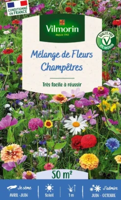 Mélange de fleurs 50 m² champêtre coloris multicolore Vilmorin jardin - 11,5 x 4,35 x 19 cm
