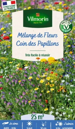 Mélange de fleurs 25 m² coin papillons coloris multicolore Vilmorin jardin - 10 x 2,7 x 17,2 cm