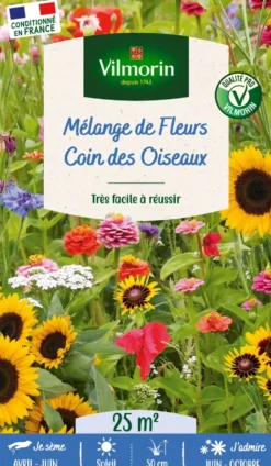 Mélange de fleurs 25 m² qui attire les oiseaux coloris multicolore Vilmorin jardin - 10 x 2,7 x 17,2 cm