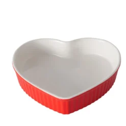 Moule à gâteaux en céramique rouge et blanc Sweetheart petit modèle - 20 x 19 x 3,5 cm