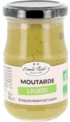 Moutarde aux 5 plantes bio en pot de 200 g
