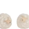 Mouton décoratif en terre cuite blanche - 12 x 9,5 x 9 cm
