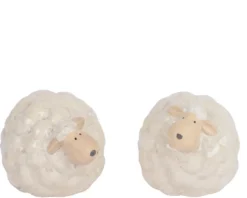 Mouton décoratif en terre cuite blanche - 12 x 9,5 x 9 cm