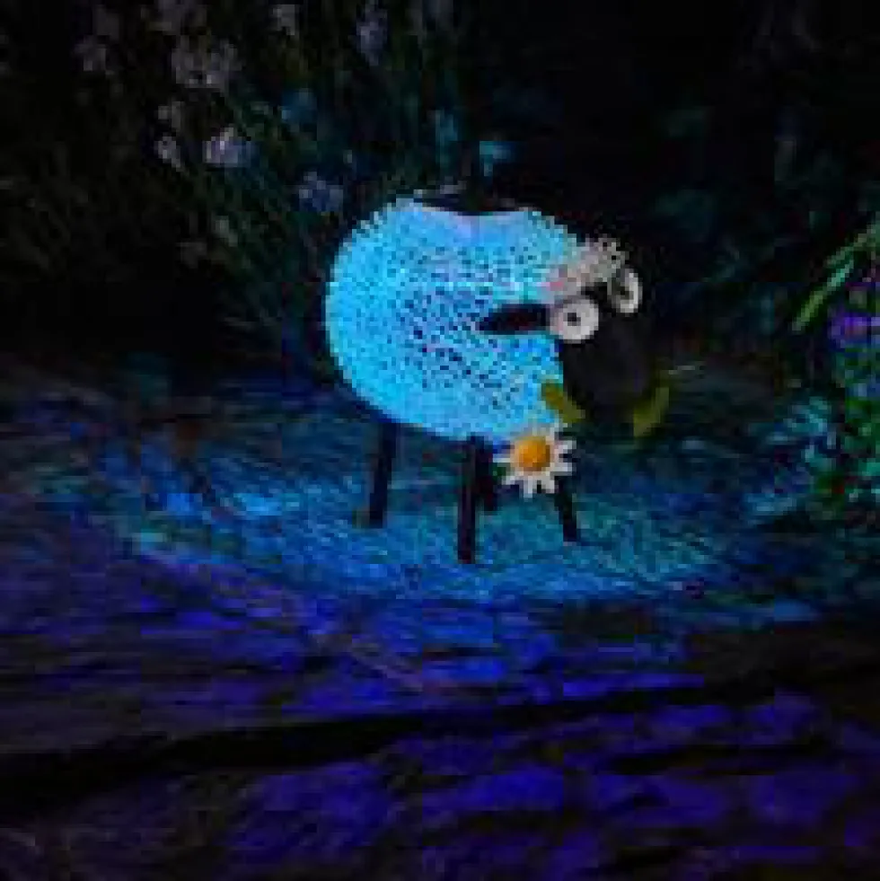 Mouton solaire en métal Dolly Sheep à LED blanc ou multicolore