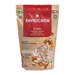 Muesli céréales toastées 5 noix bio Favrichon - 350 g