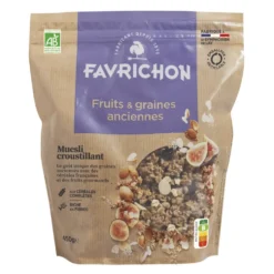 Muesli croustillant fruits et graines anciennes bio Favrichon - 450 g