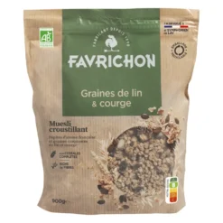 Muesli croustillant graines de lin et courge bio Favrichon - 900 g