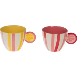 Mug en grès à rayures colorées Fruit Zestine - 8 x 12 x 9 cm