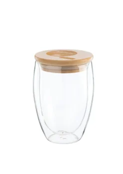 Mug en verre et couvercle bambou Nature & Vous - 350 ml