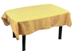 Nappe déperlante en polyester/coton à rayures coloris cumin Charlotte - 140 x 300 cm