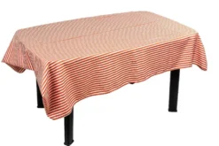 Nappe déperlante en polyester/coton à rayures coloris terra Charlotte - 140 x 300 cm