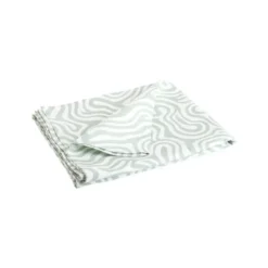 Nappe en coton enduit organique blanche et verte - 250 x 150 cm