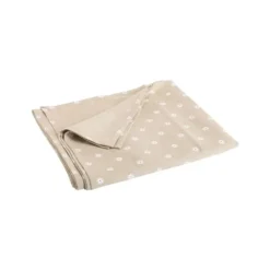 Nappe en coton et lin naturel à marguerites blanches - 250 x 150 cm