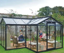 Orangerie en aluminium noir laqué et verre trempé sécurit ACD Babette - 15,4 m²