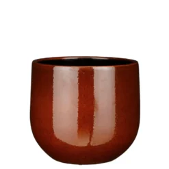 Pablo pot rond coloris marron en céramique - Ø 25 x 20 cm
