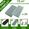 Pack complet terrasse composite gris 15 m2