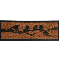 Paillasson en fibre de coco et caoutchouc à motifs oiseaux - 75,6 x 25,5 cm