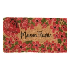 Paillasson en fibre de coco Maison fleurie rouge - 72 x 40 cm
