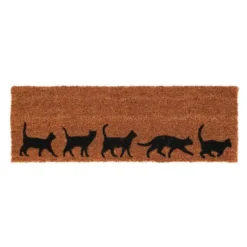 Paillasson en fibre de coco à motif chats - 75,7 x 25,4 cm