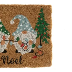 Paillasson en fibre de coco motif Gnomes Joyeux Noël - 72 x 40 cm