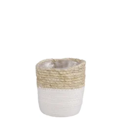Panier cache-pot coloris blanc en jute Rachel Mica Decorations - 14 x Ø 14 cm
