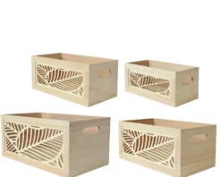 Panier de rangement en bois de Paulownia naturel taille 1 - 35 x 20 x 16 cm